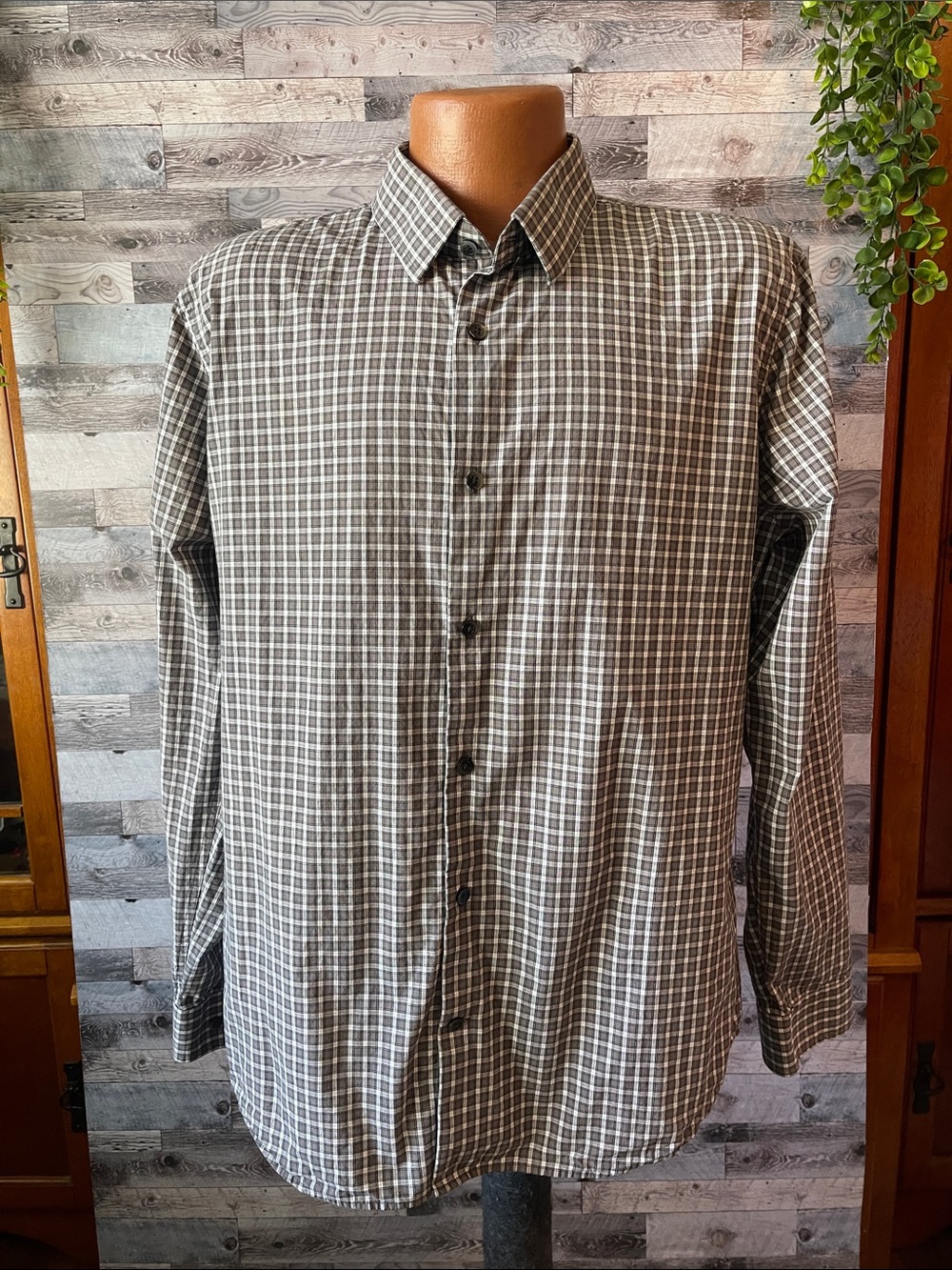 Express Men's Button-Down Plaid Shirt - Gray & White